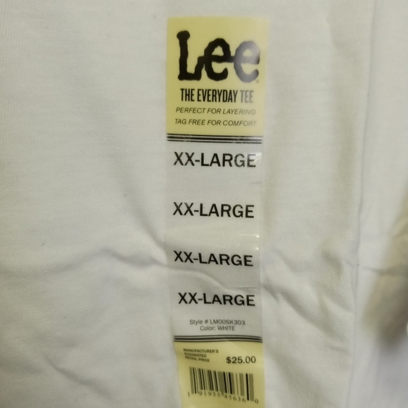 Men's Lee White Everyday White Crewneck Tee XXL - Picture 5 of 6